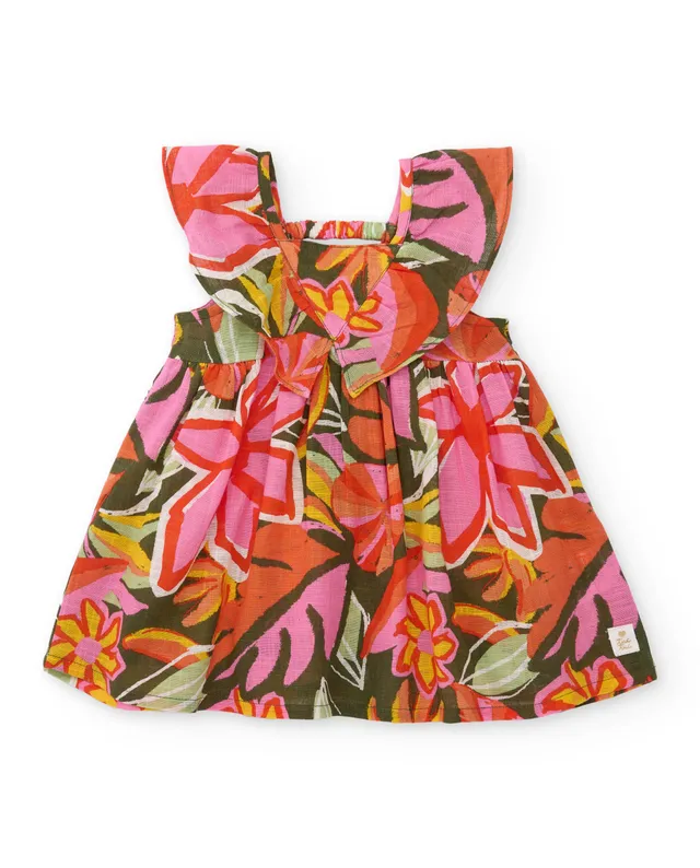 TucTuc Vestiti Vestito Bambina Arancione Floreale Senza Maniche