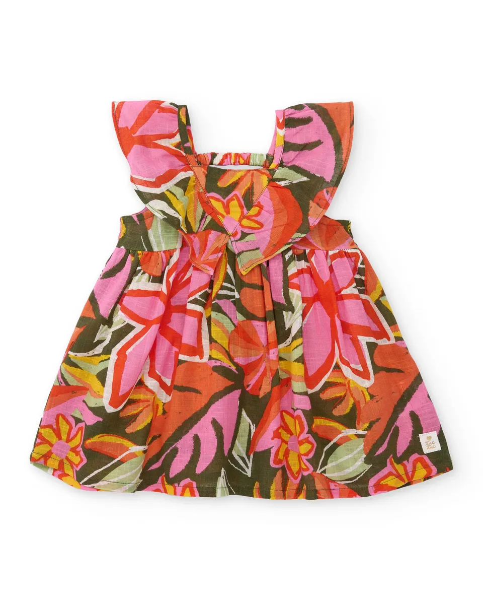 TucTuc Vestiti Vestito Bambina Arancione Floreale Senza Maniche
