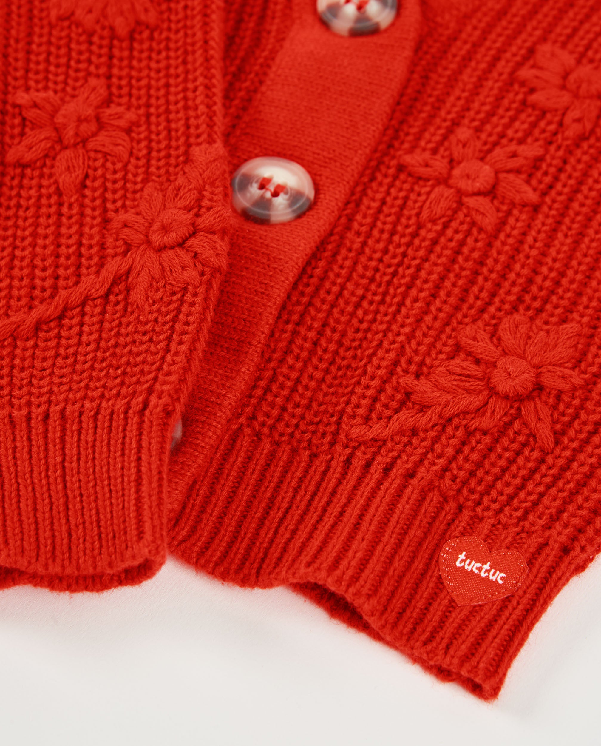 TucTuc Maglioni cardigan bambina rosso fiori rilievo