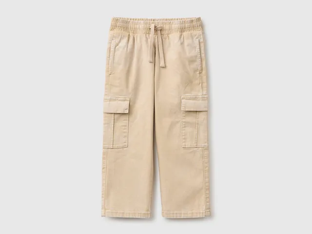 Benetton Trousers cargo tela cotone 98 tasconi