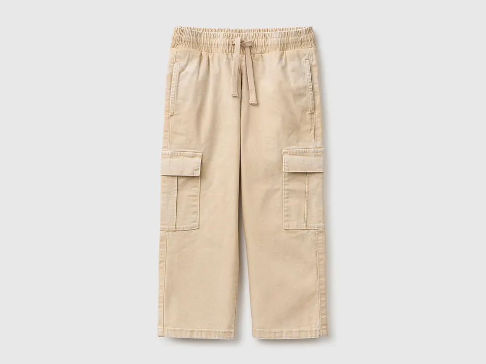 Benetton Trousers cargo tela cotone 98 tasconi