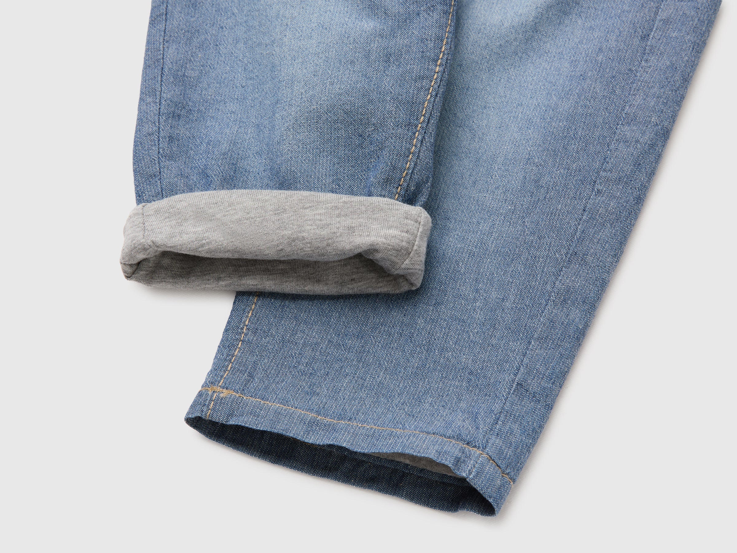Benetton Pantaloni chambray neonato cotone coulisse