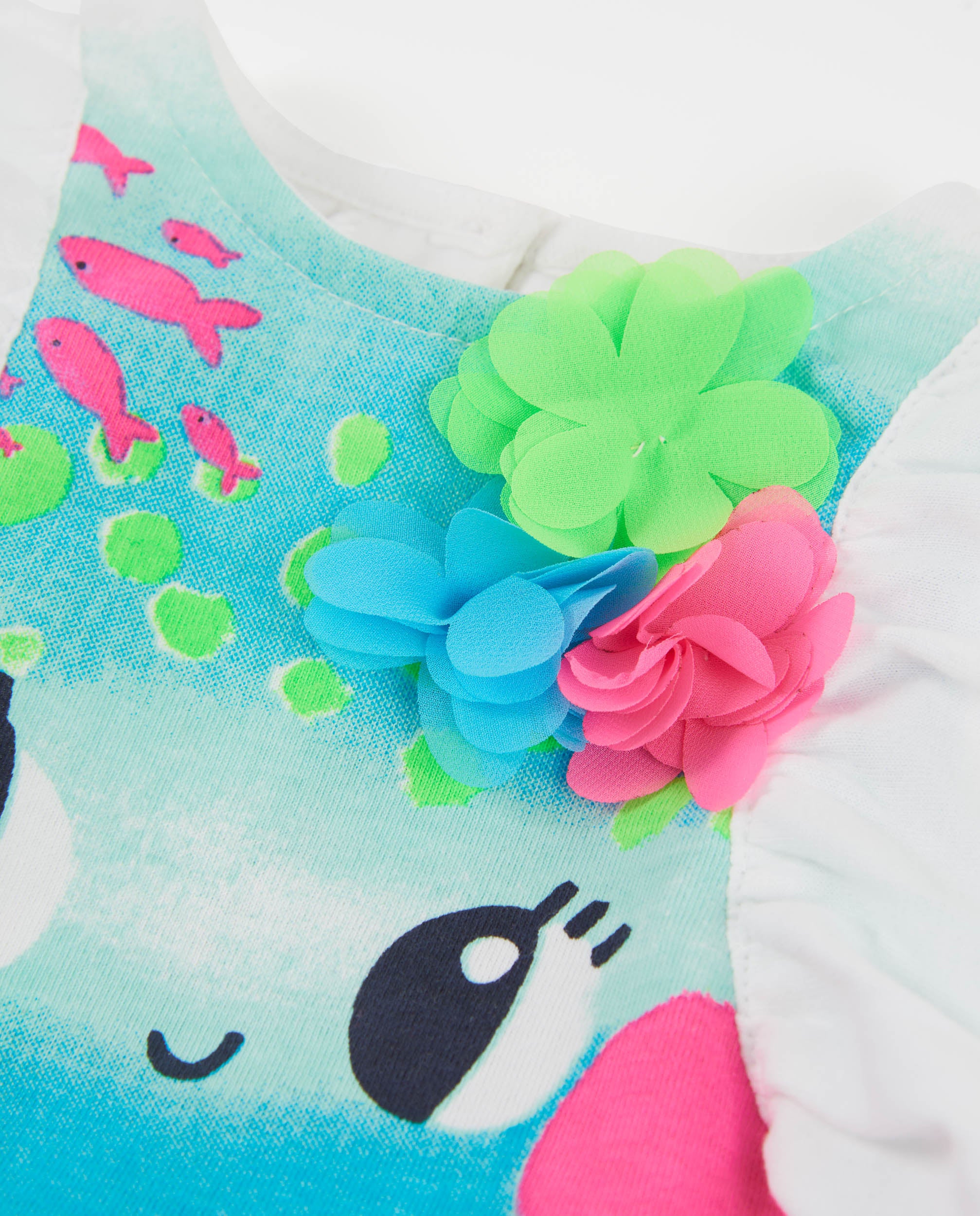 TucTuc Vestiti Vestito Bambina Blu in Tessuto con Fiori