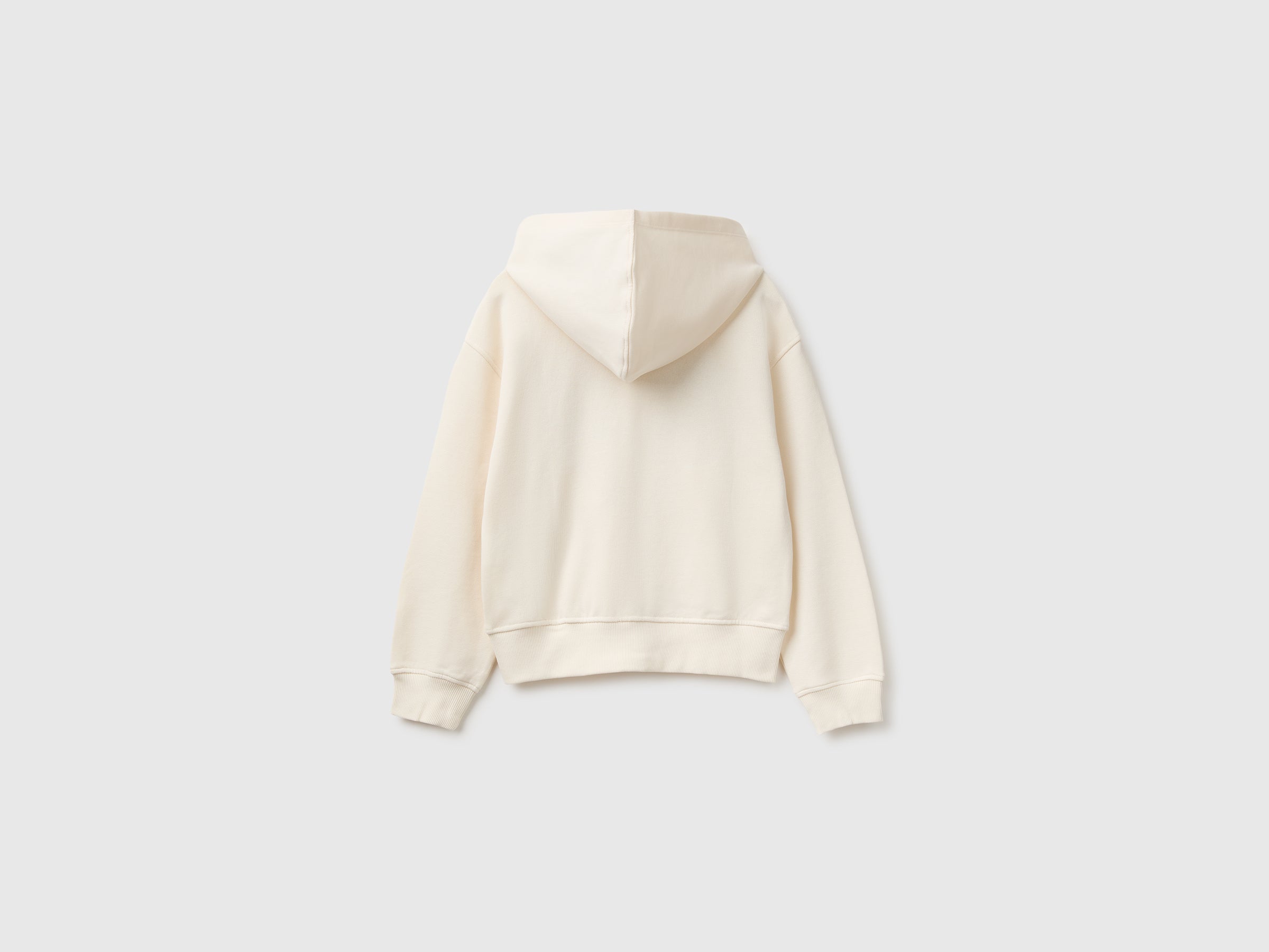 Benetton Felpa Hoodie Zip Cotone con Cappuccio Ricamo