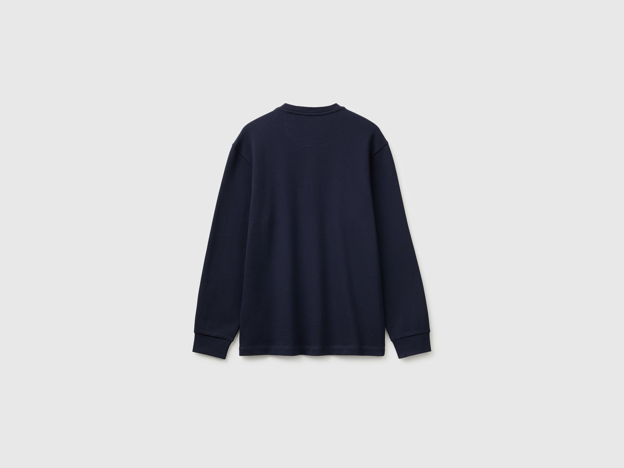 Benetton T-Shirt Henley Waffle Cotone Manica Lunga