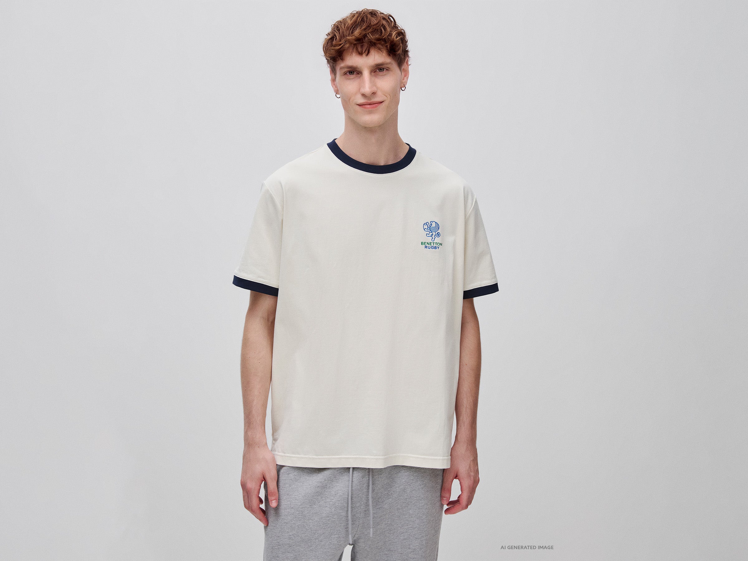 United Colors of Benetton Rugby T-shirt Cotone M Bianca