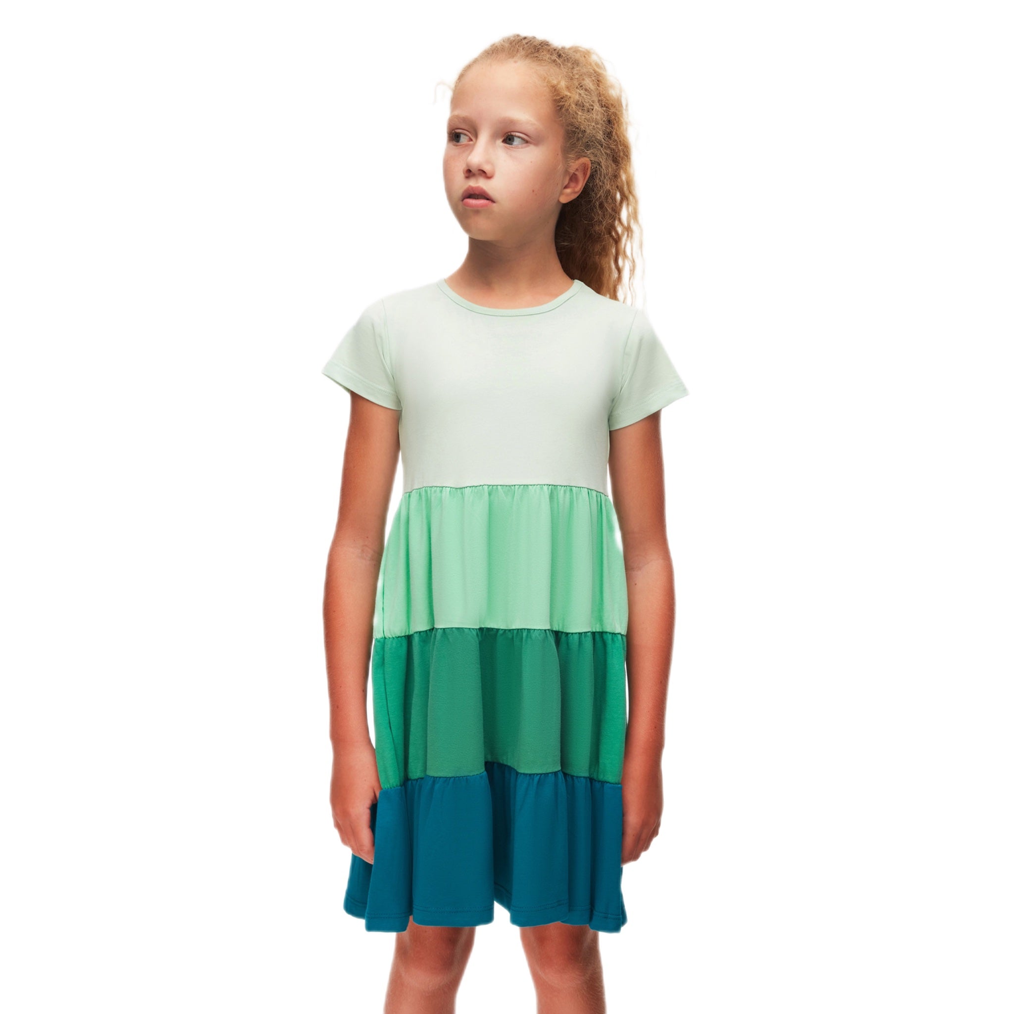 Lovetti Abito Verde Tricolore Cotone 1-8 Anni