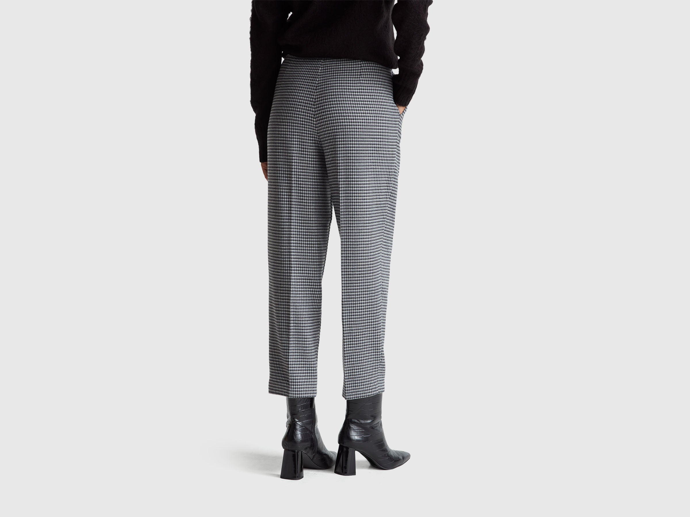 Benetton pantaloni pied-de-poule 42 flanella viscosa