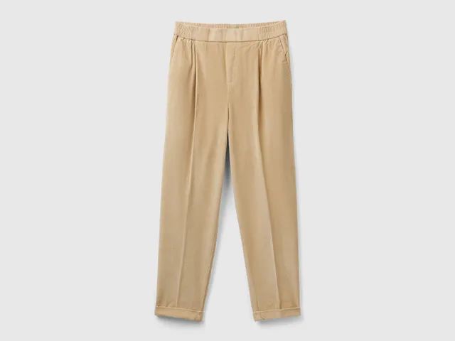 United Colors of Benetton Pantaloni chino velluto vita elasticizzata