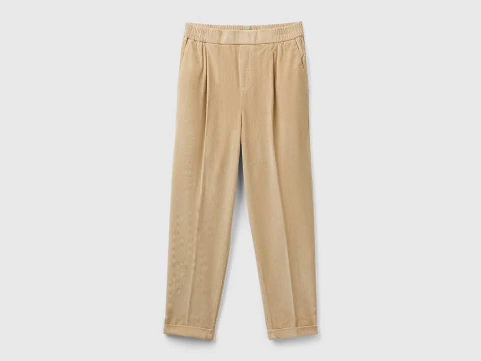 United Colors of Benetton Pantaloni chino velluto vita elasticizzata