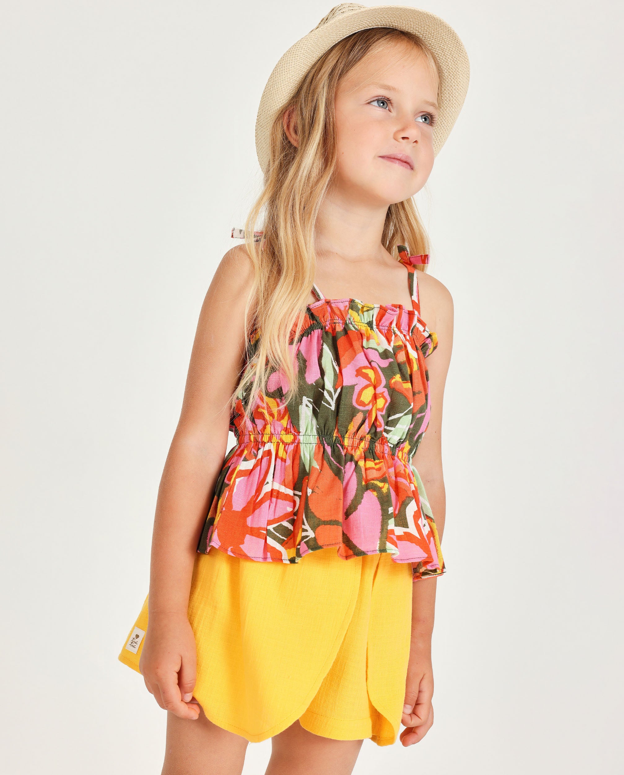 TucTuc Magliette Top Bambina Arancione Spalline Tropicale