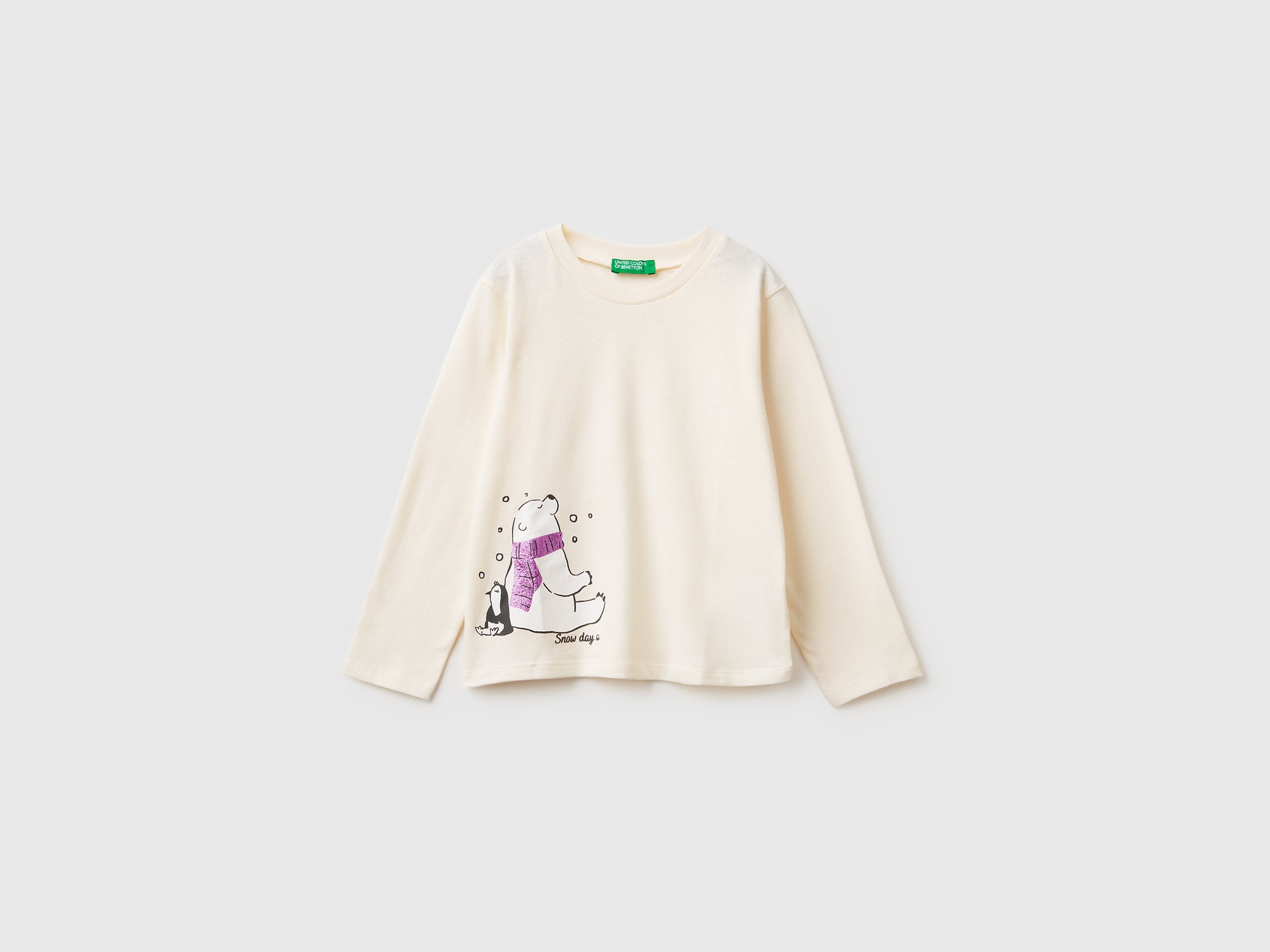 United Colors of Benetton T-shirt maglia glitter cotone bio bimba