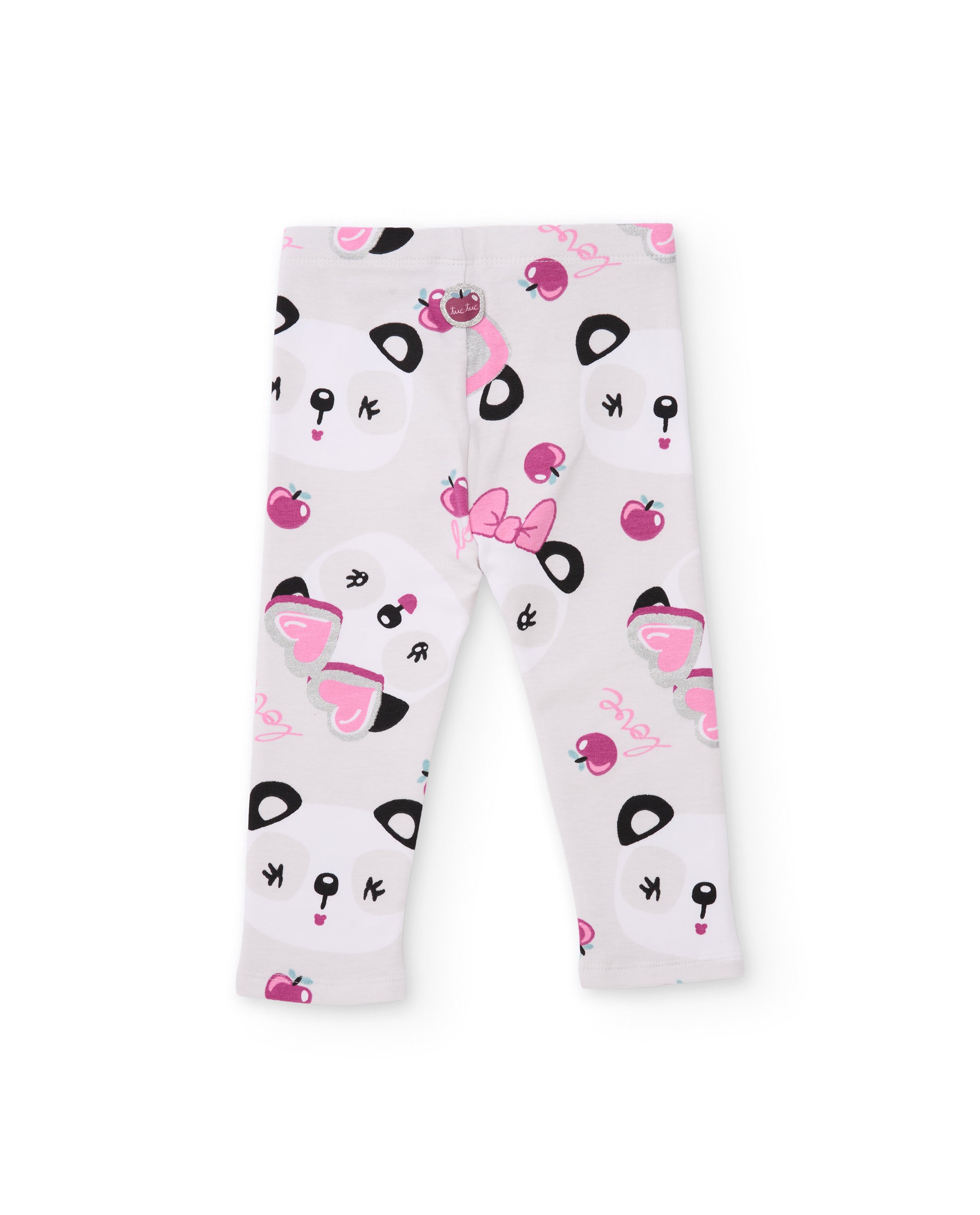 TucTuc Leggings felpa panda bambina crudo vita elastica