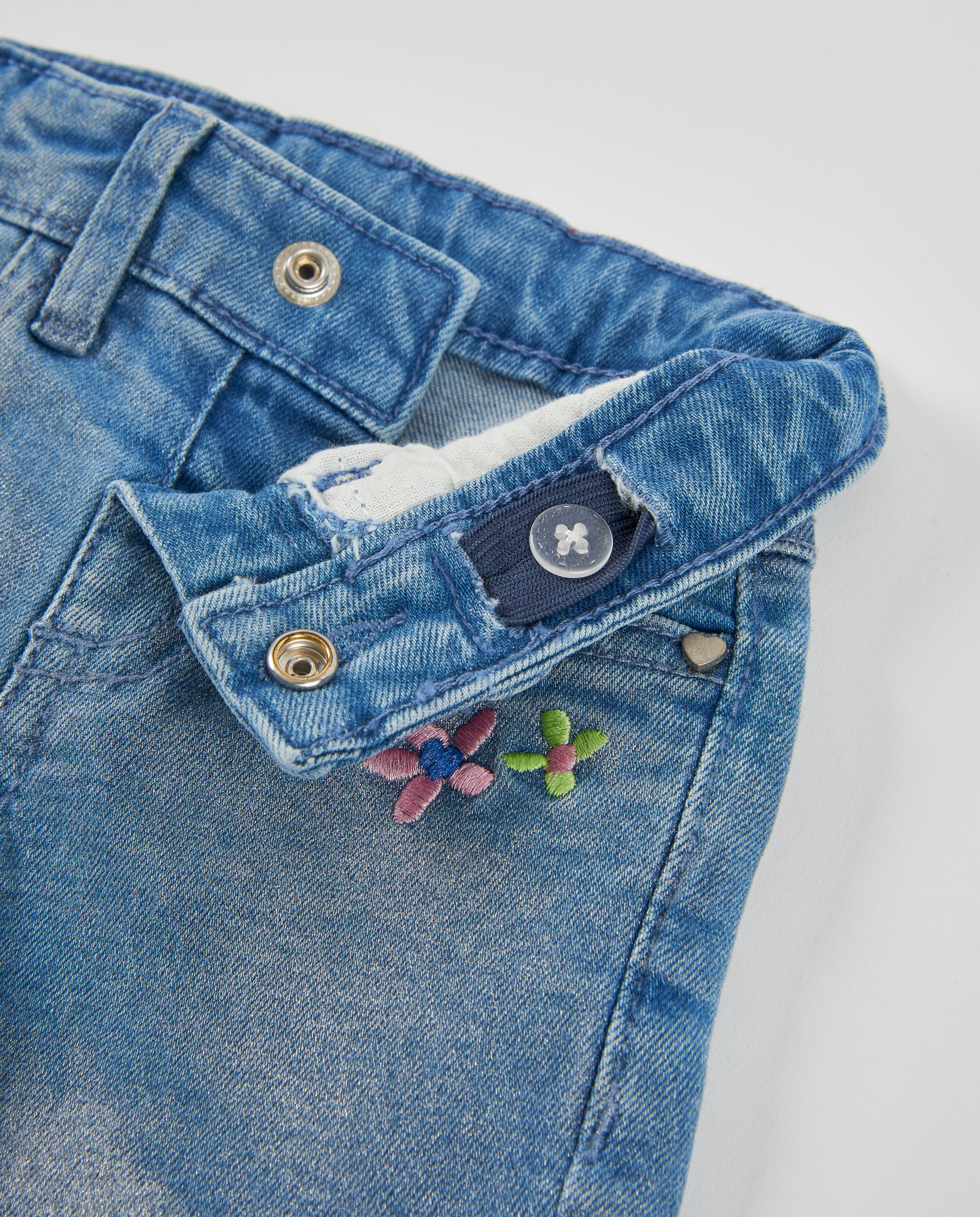TucTuc Pantaloni Jeans Bambina Ricamo Floreale Denim