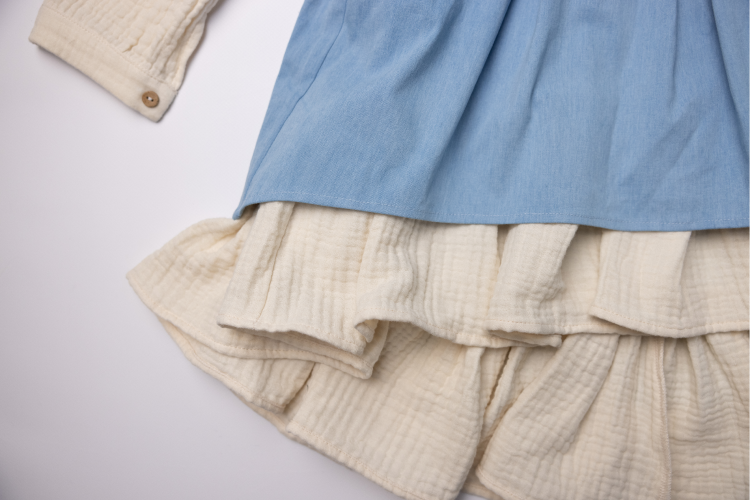 Pamboo Streetwear Jeans Mussola vestito bambina jeans e mussola