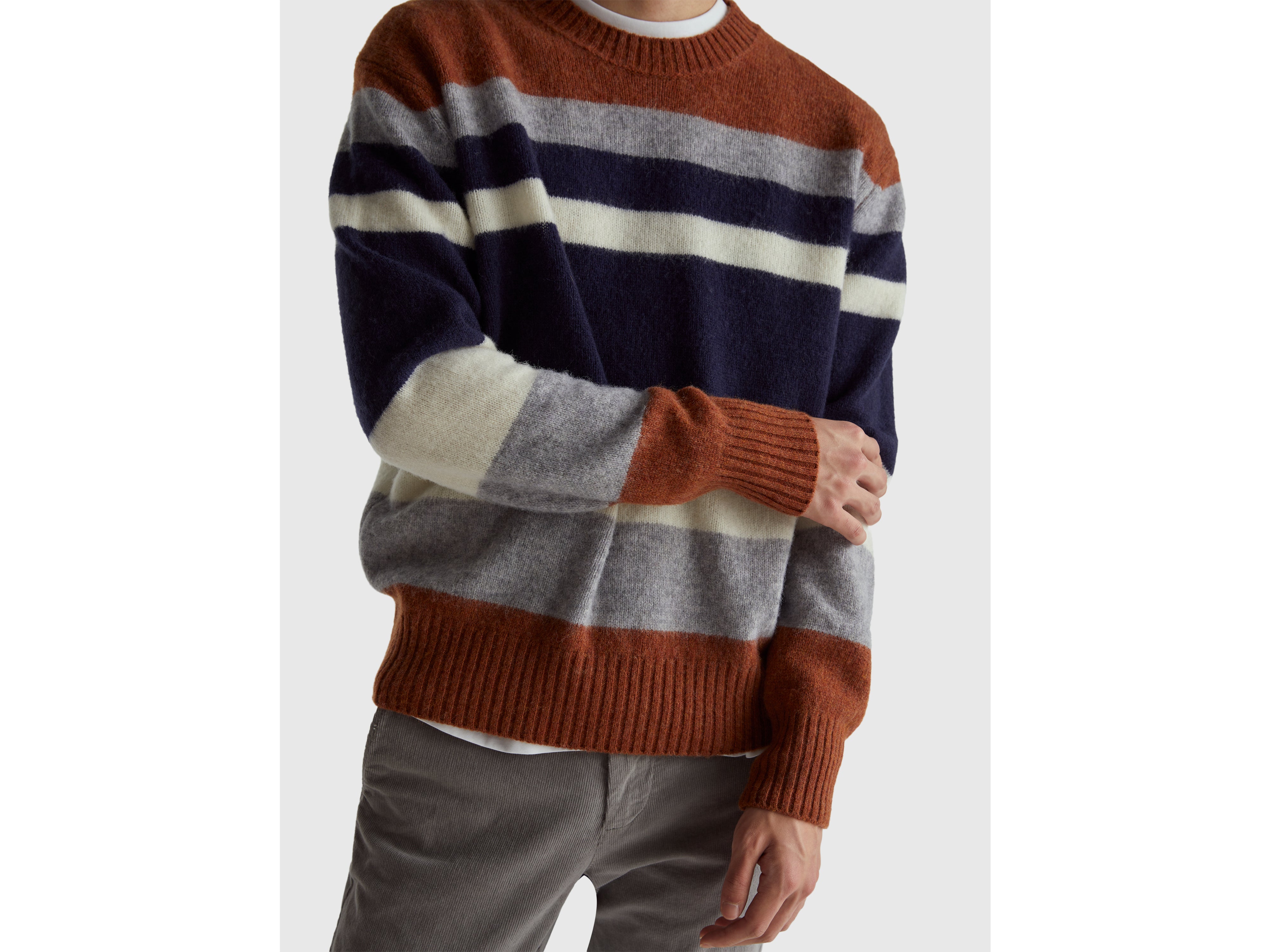 United Colors of Benetton Maglione righe lana Shetland maniche lunghe