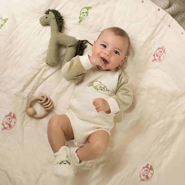 Pamboo Organic Body neonato manica lunga cotone bio panna