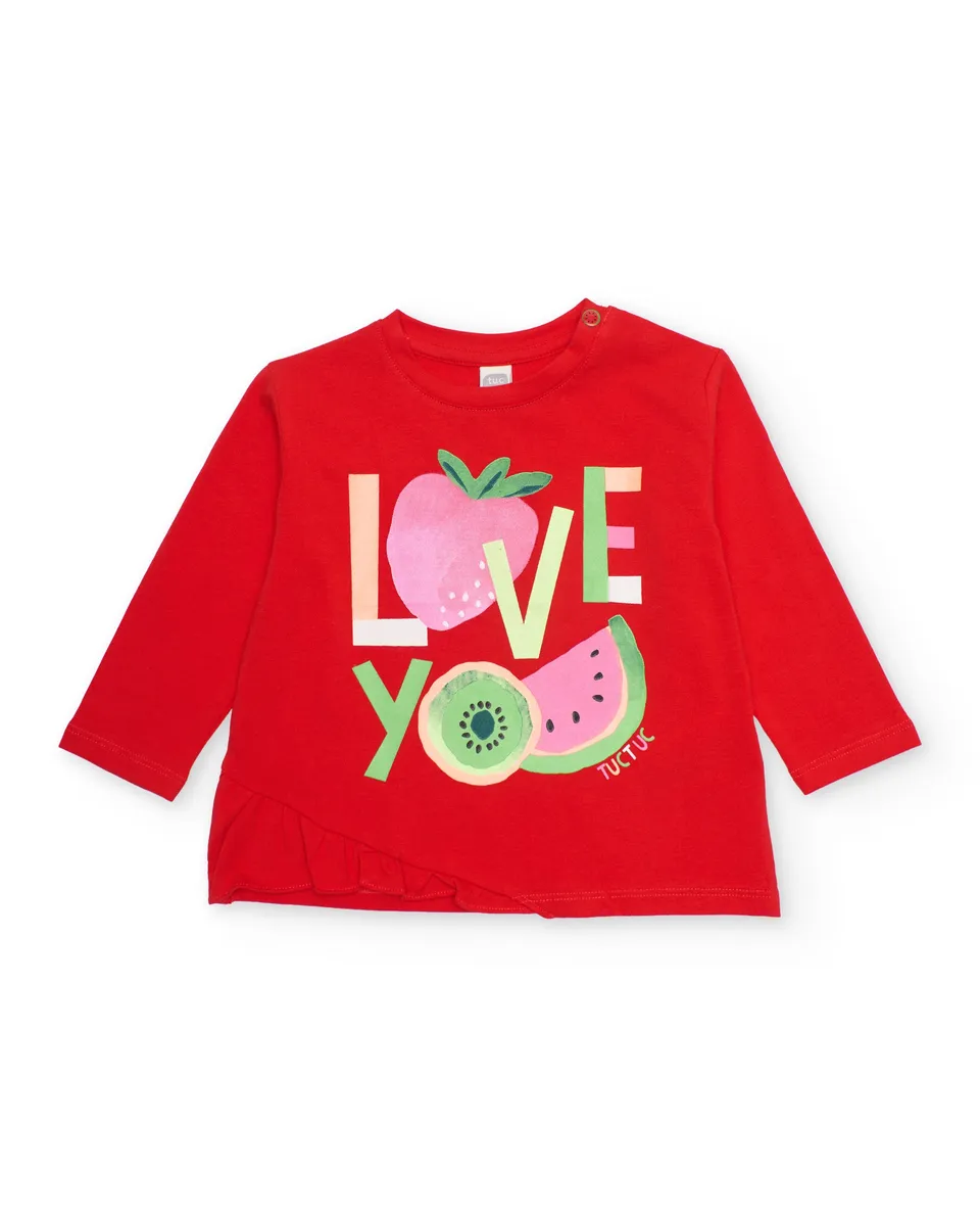 TucTuc Magliette t-shirt bambina rosso love you asimmetrica