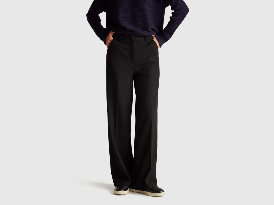 Benetton Wide trousers pantaloni larghi viscose taglia 42
