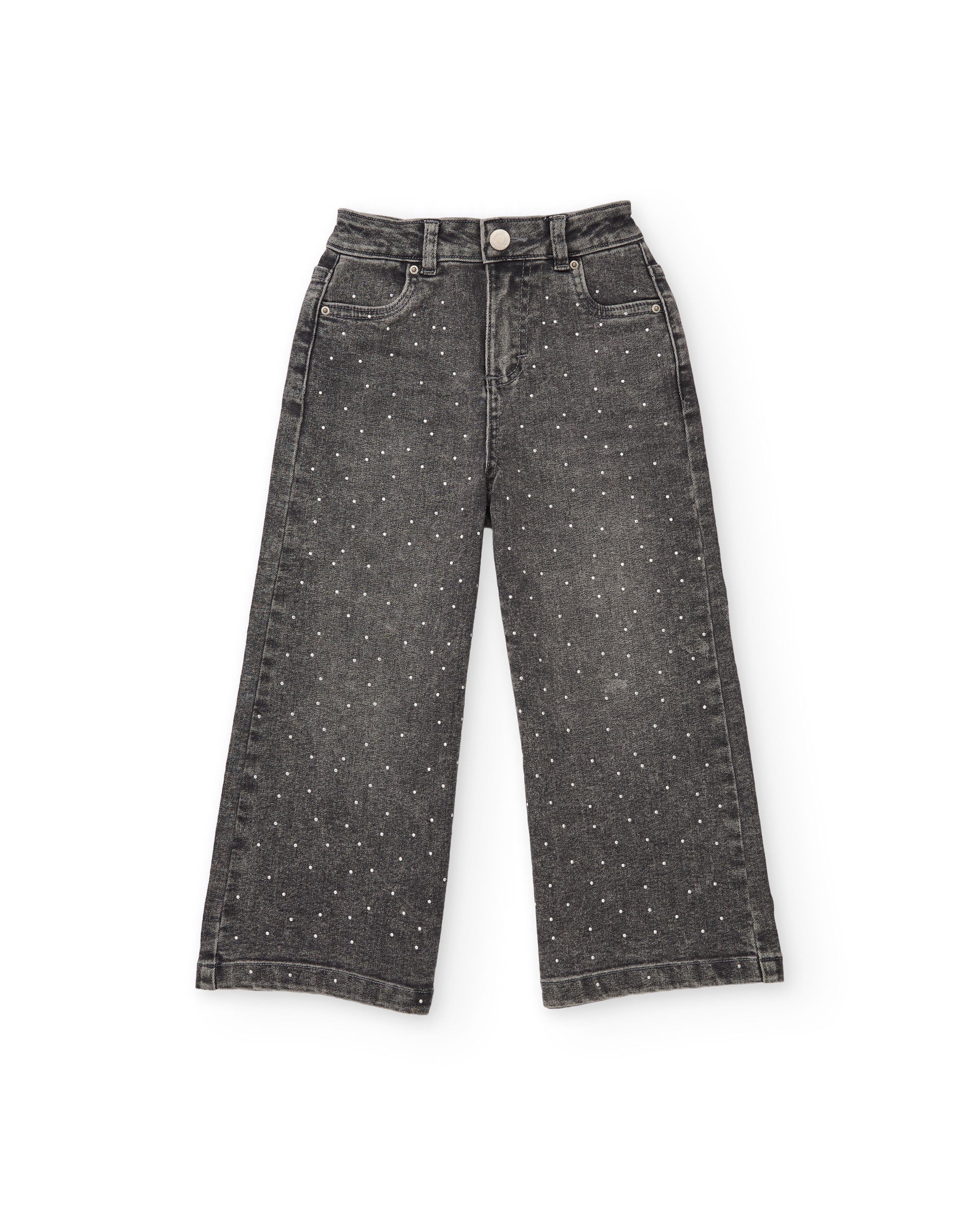 TucTuc Pantaloni Jeans bambina gamba larga grigio strass
