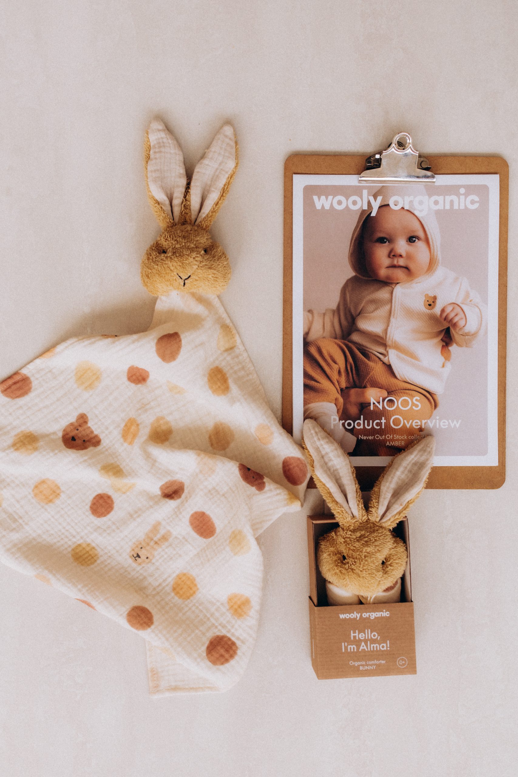Woolly Organic Bunny dou dou mussola con peluche 40x40