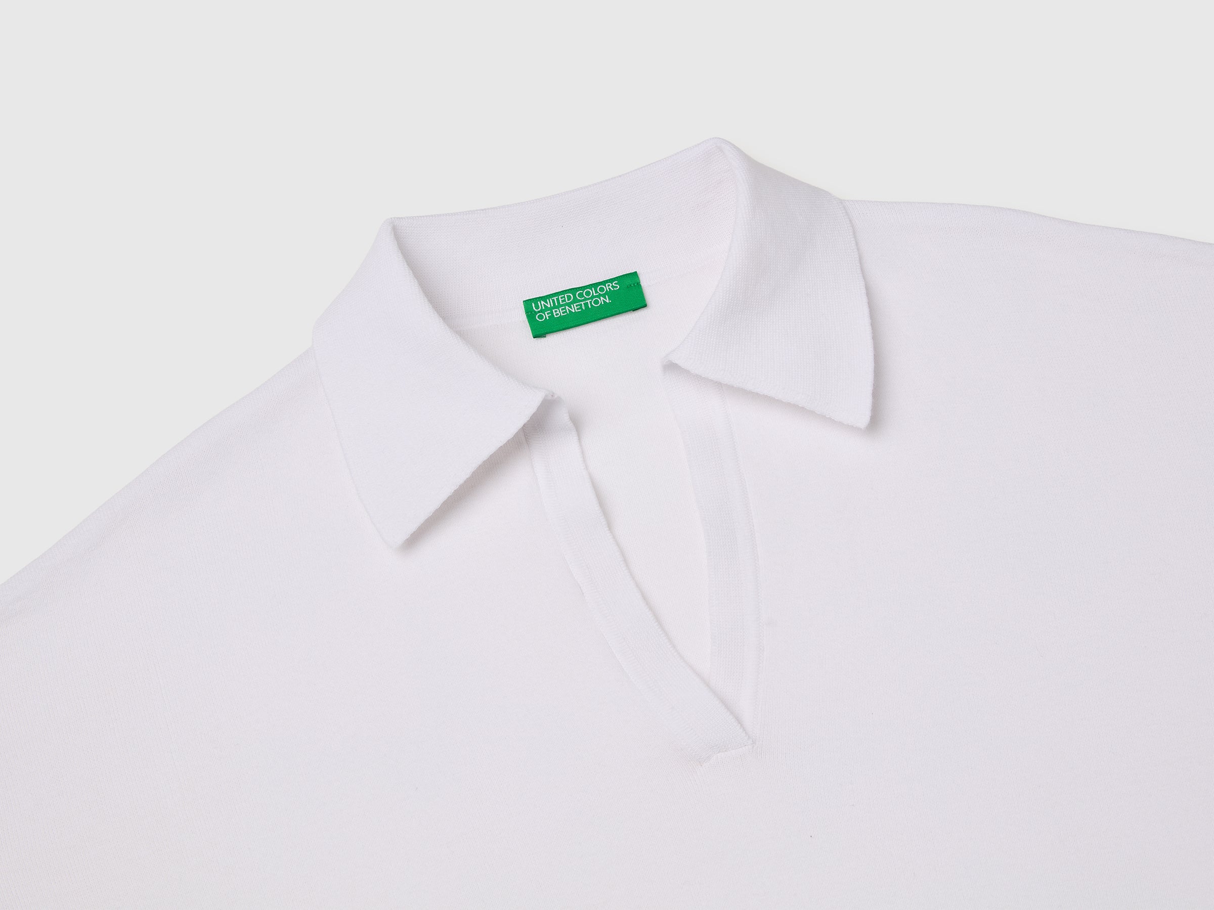 Benetton Maglione polo premium cotone senza bottoni