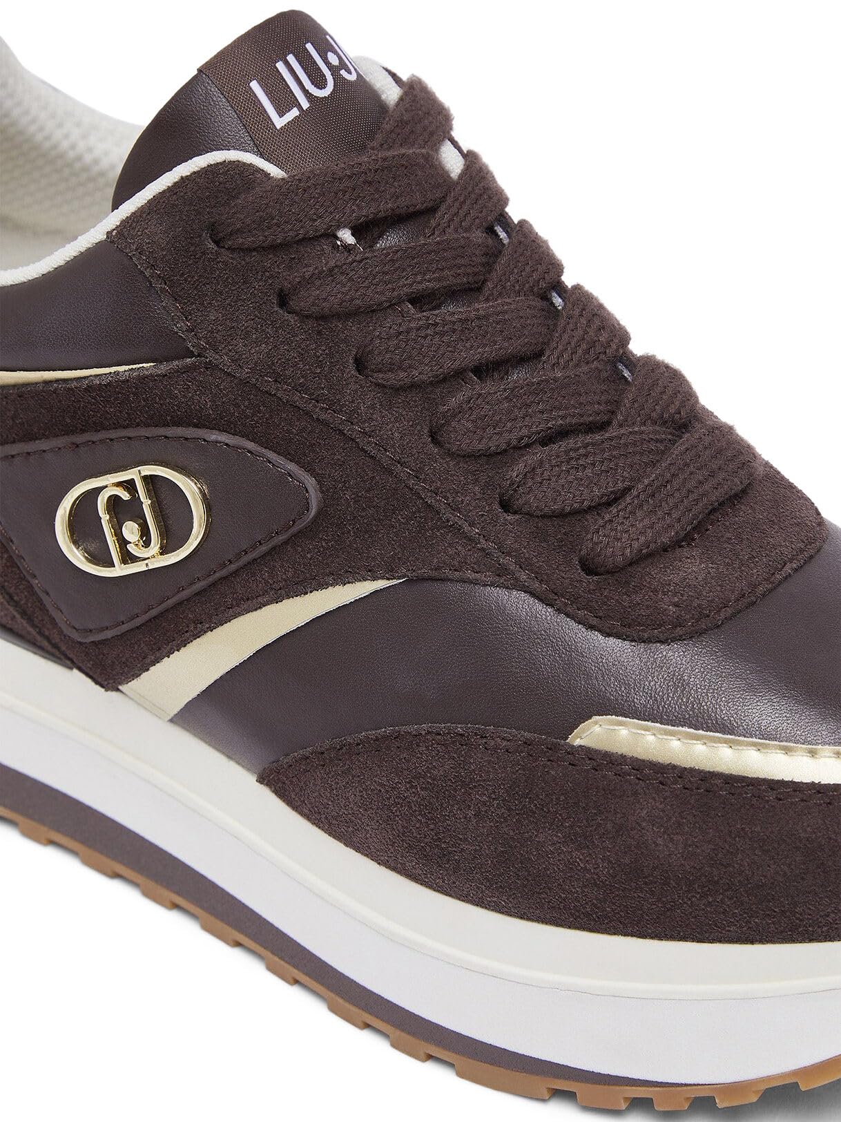 Liu Jo Sneakers Platform Pelle Suede Marrone Suola 4,5 cm