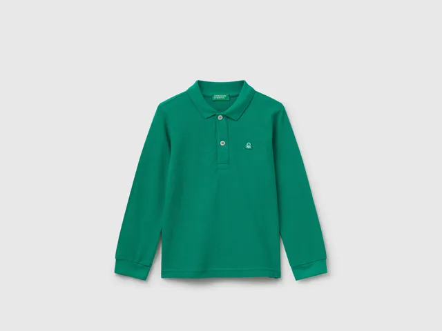 United Colors of Benetton Polo Bambino Cotone Bio Maniche Lunghe