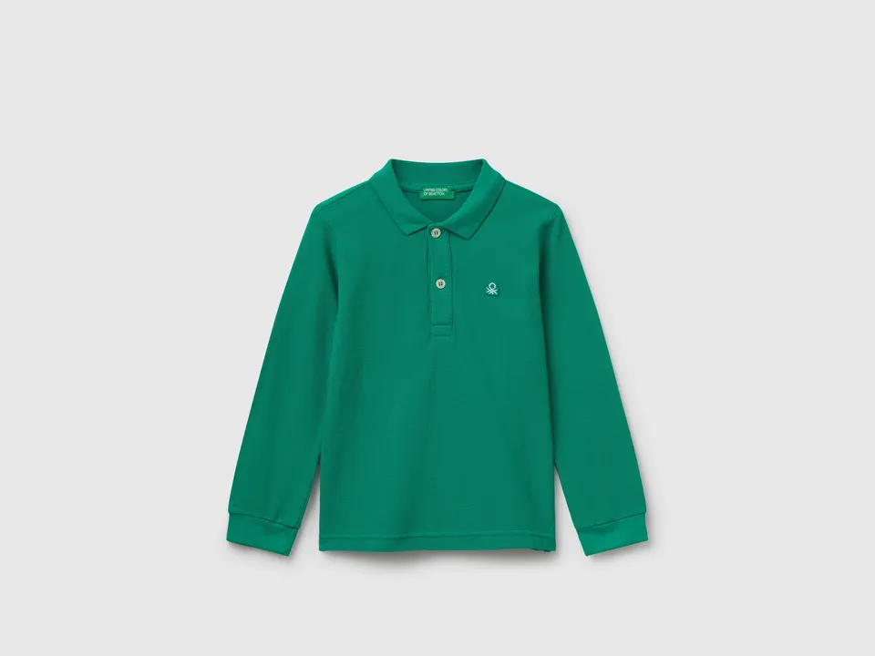 United Colors of Benetton Polo Bambino Cotone Bio Maniche Lunghe