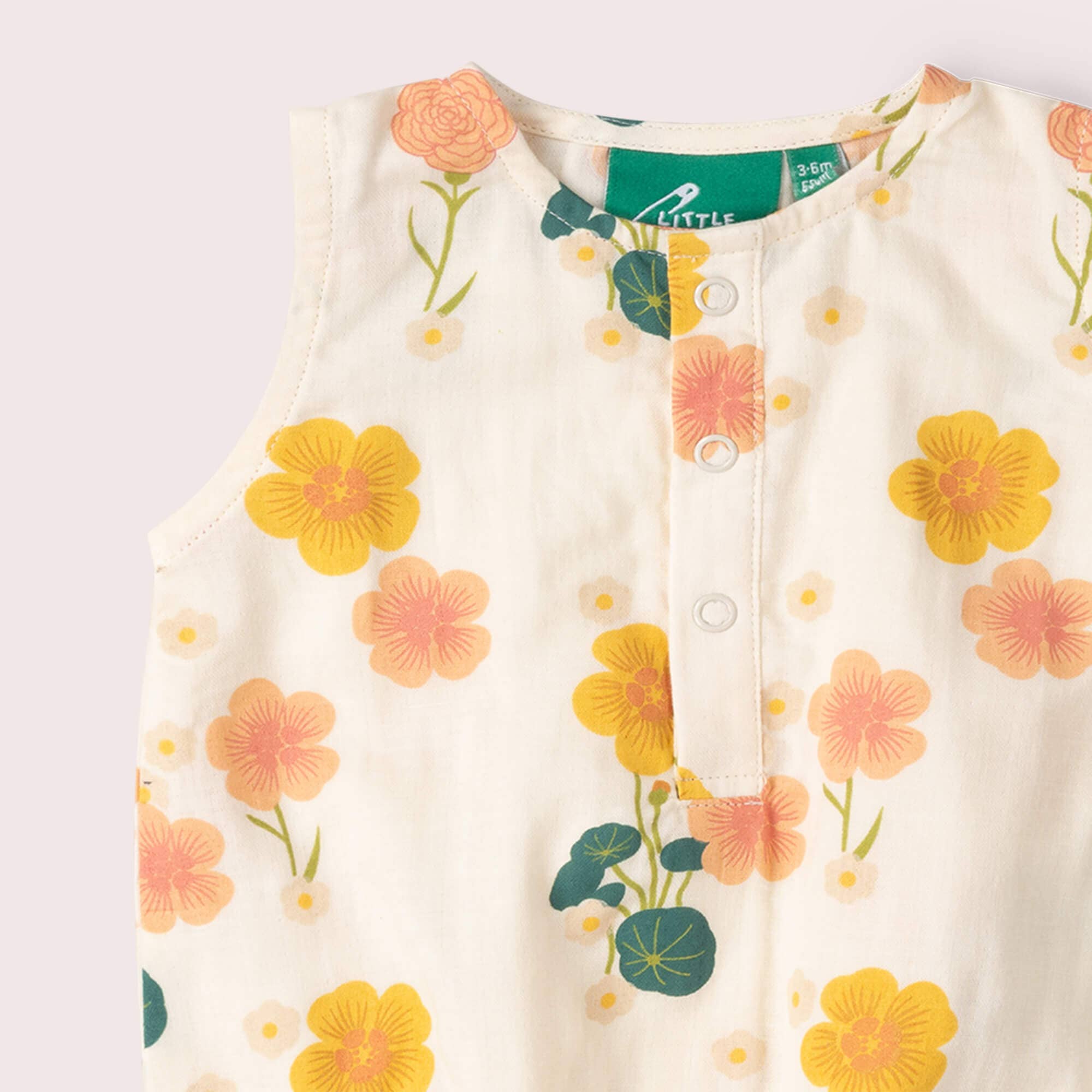 Little Green Radicals pagliaccetto flora neonato cotone bio
