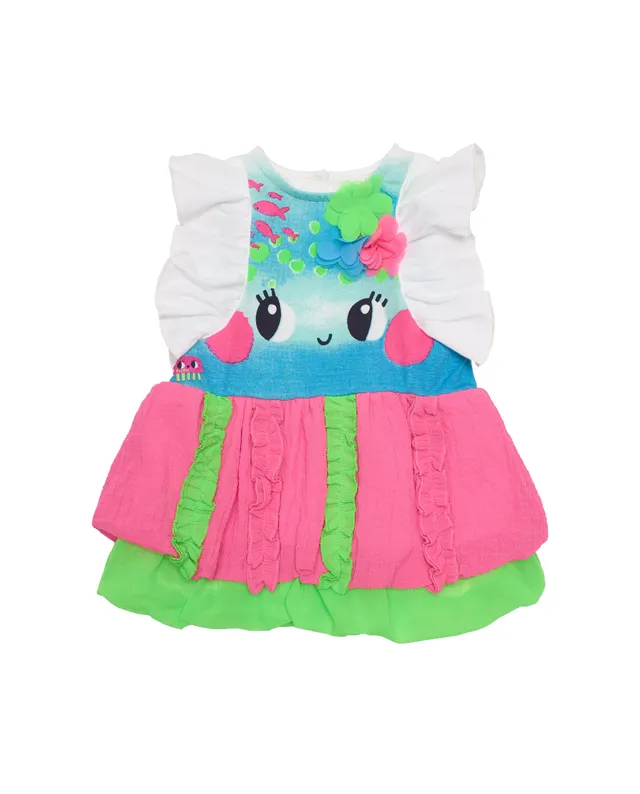 TucTuc Vestiti Vestito Bambina Blu in Tessuto con Fiori
