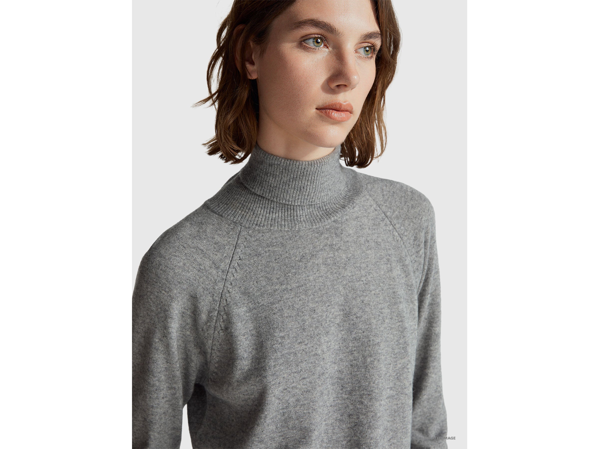 United Colors of Benetton Maglione Dolcevita Lana Cashmere Grigio