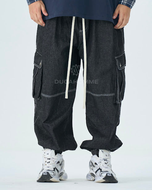 Sottosopra Duca Homme AN838305P jeans baggy cargo nero taglia L