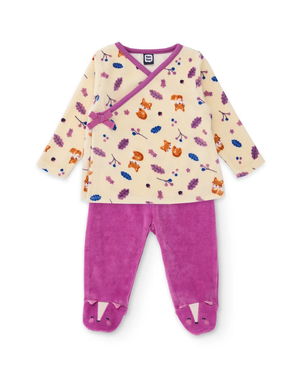 TucTuc Completi completo neonato rosa felpato 2 pezzi
