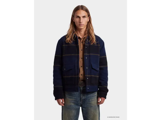United Colors of Benetton Giacca Chiodo Quadri Taglia L Misto Lana