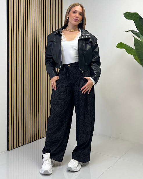 Sottosopra JE17321 pantalone barrel maculato marrone taglia unica