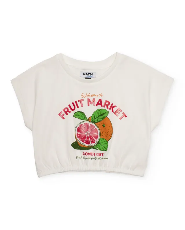 TucTuc Magliette T-shirt bambina frutta bianco fondo elastico