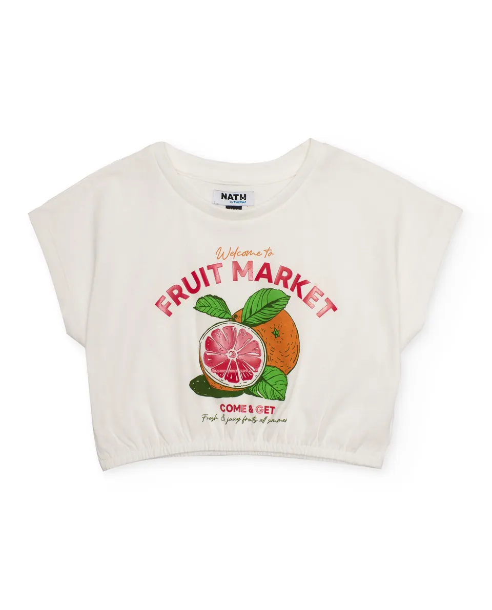 TucTuc Magliette T-shirt bambina frutta bianco fondo elastico