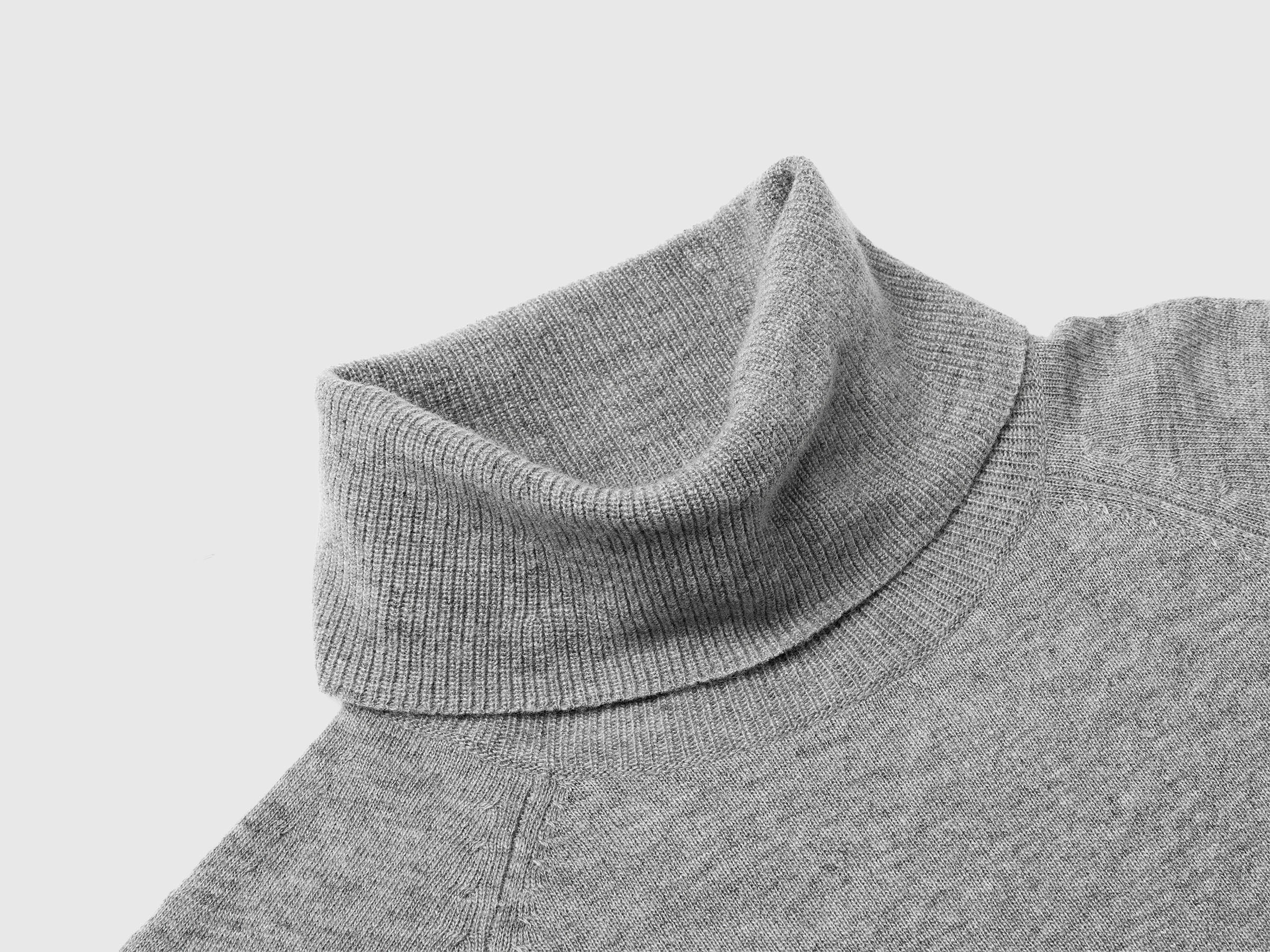 United Colors of Benetton Maglione Dolcevita Lana Cashmere Grigio