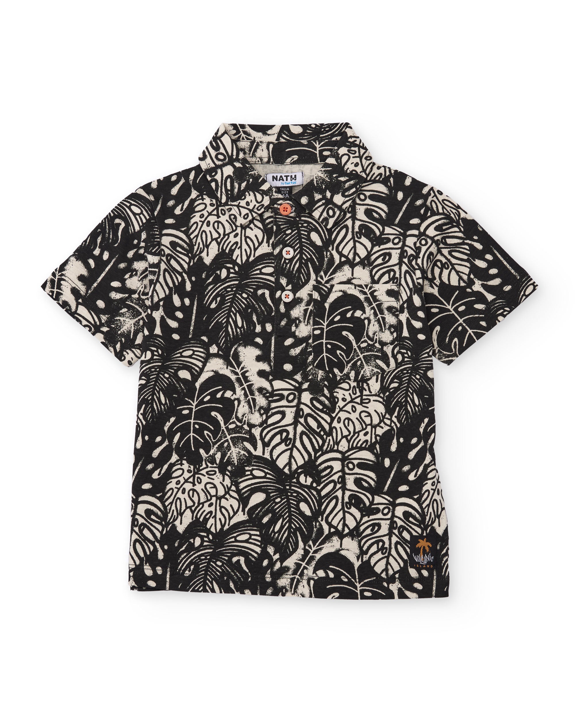 TucTuc Camicette Polo Bambino Nero Stampa Foglie