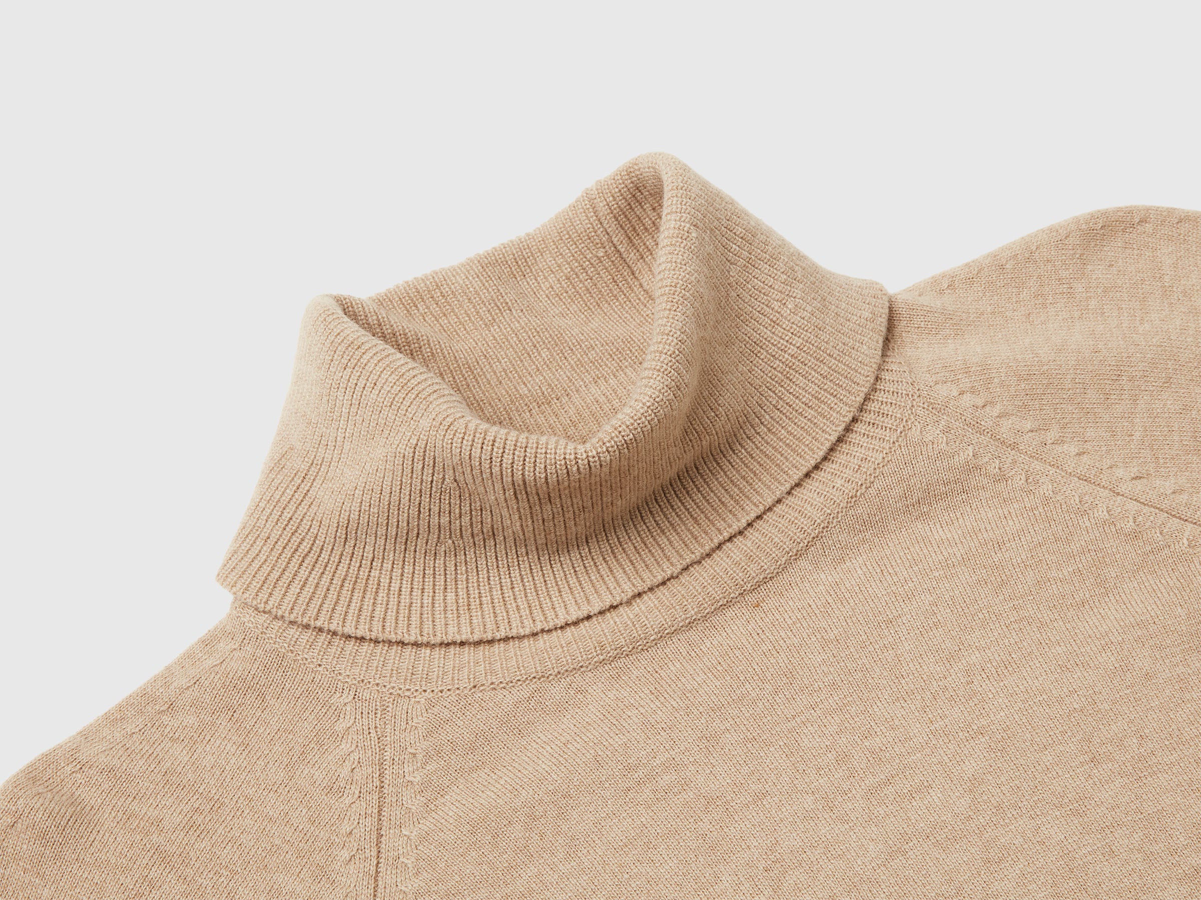 United Colors of Benetton maglione dolcevita beige lana cashmere S