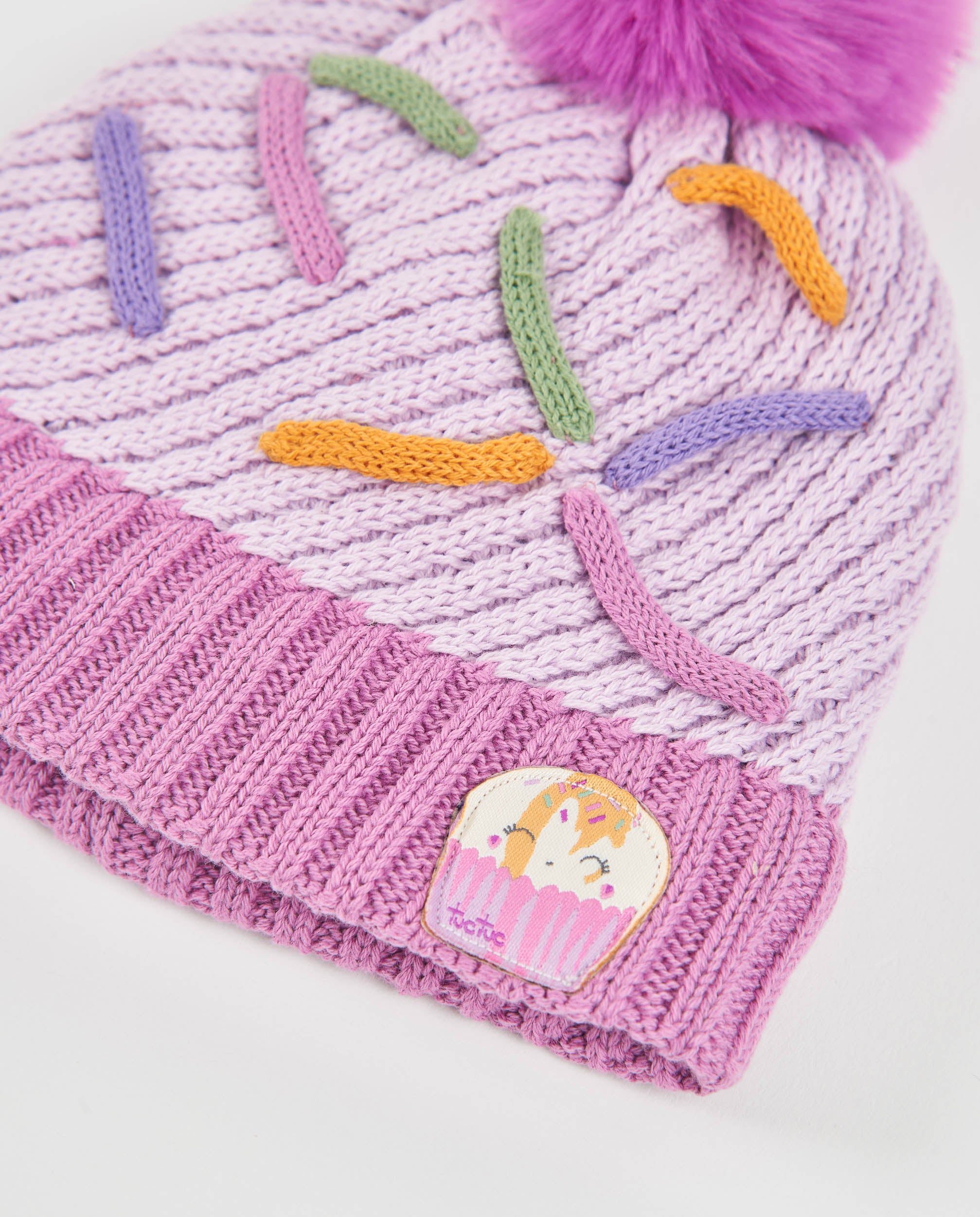 TucTuc Accessori cappellino neonato lilla maglia pompon