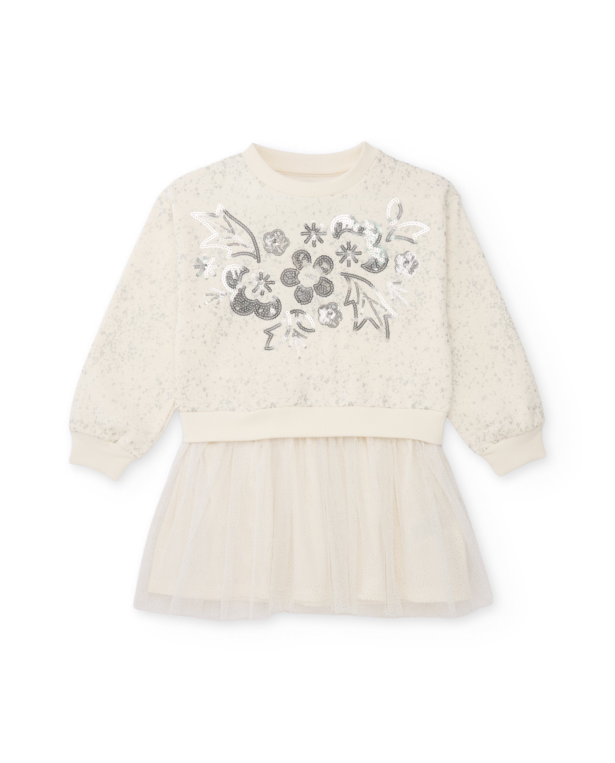TucTuc Vestiti vestito felpa bambina bianco ricamo fiori