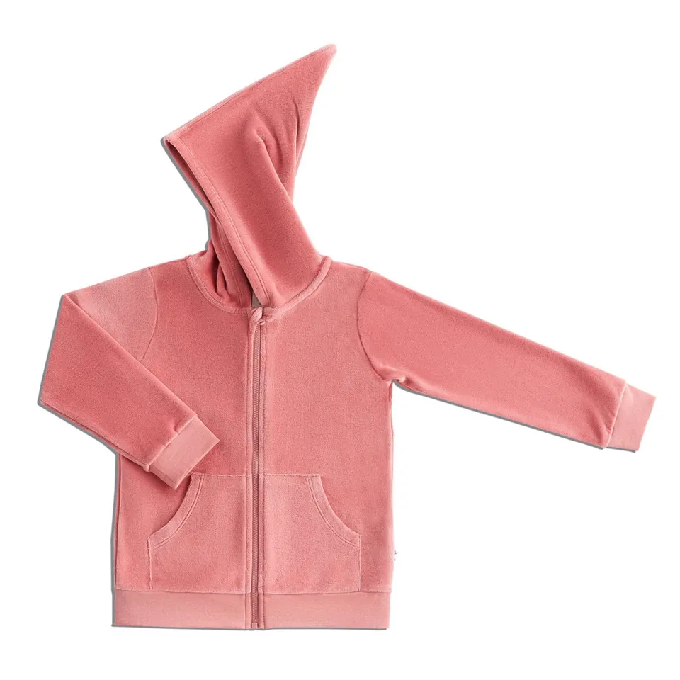 Leela Felpa cappuccio ciniglia rosa cotone bio 86-92 cm