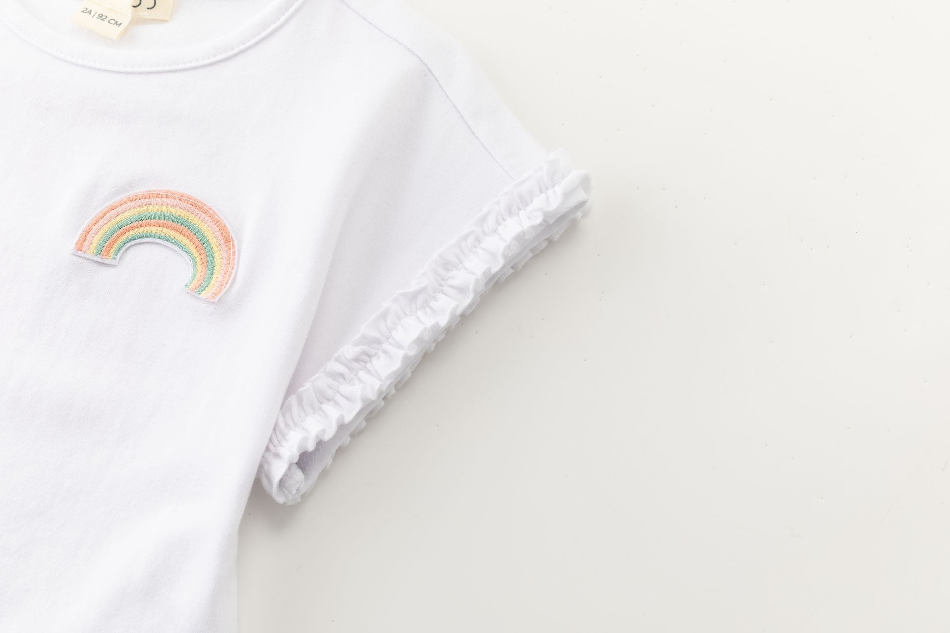 Kocarcia T-Shirt Arcobaleno Bambina Bianca Cotone 2-6 Anni