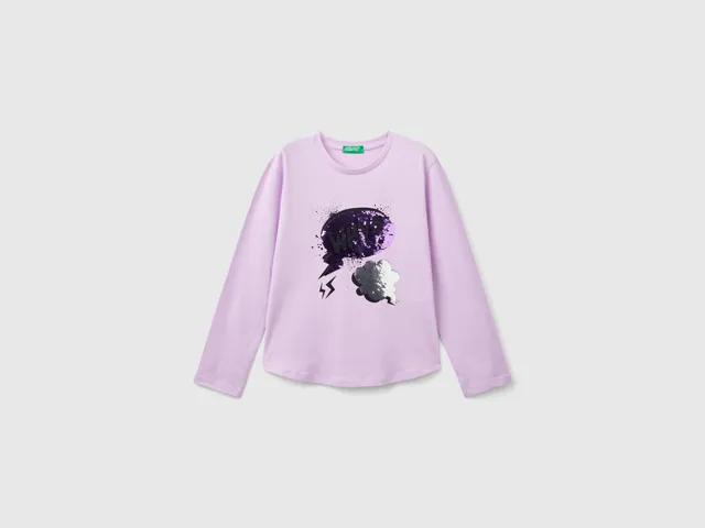 United Colors of Benetton T-Shirts maglietta bio paillettes M