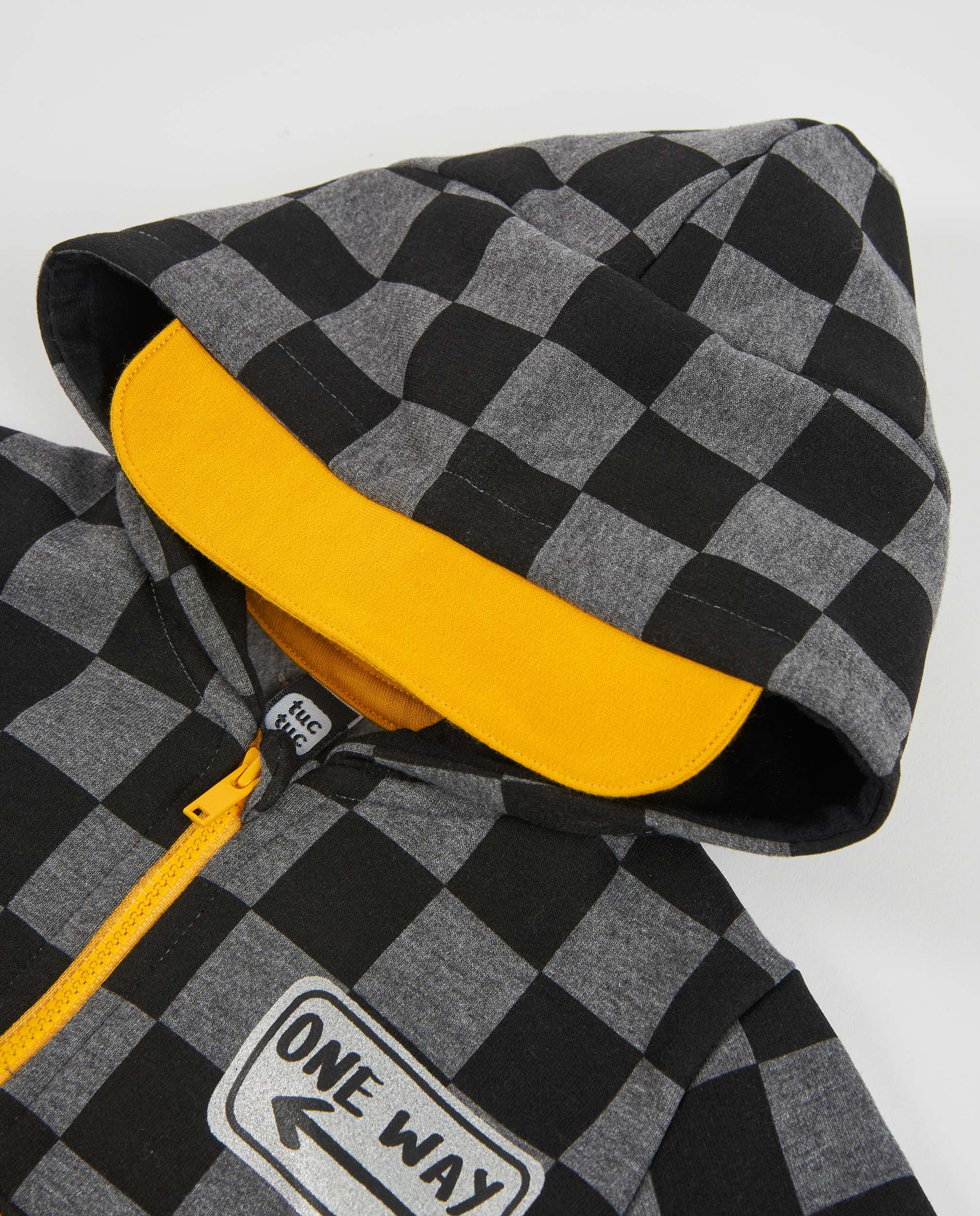 TucTuc Felpe felpa bimbo nera quadri cappuccio zip