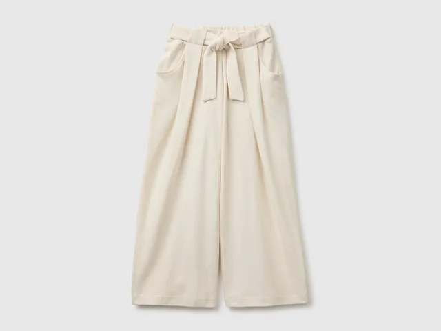 United Colors of Benetton Trousers with sash pantaloni cotone gamba larga