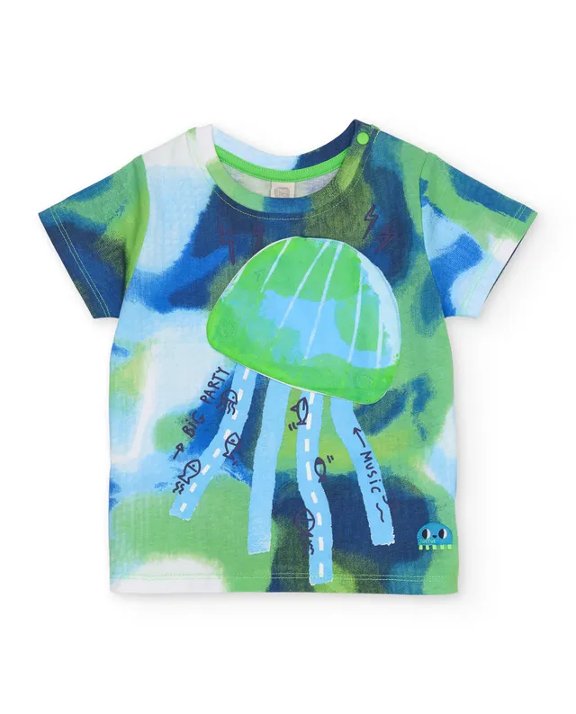 TucTuc Magliette t-shirt bambino blu medusa acquerello