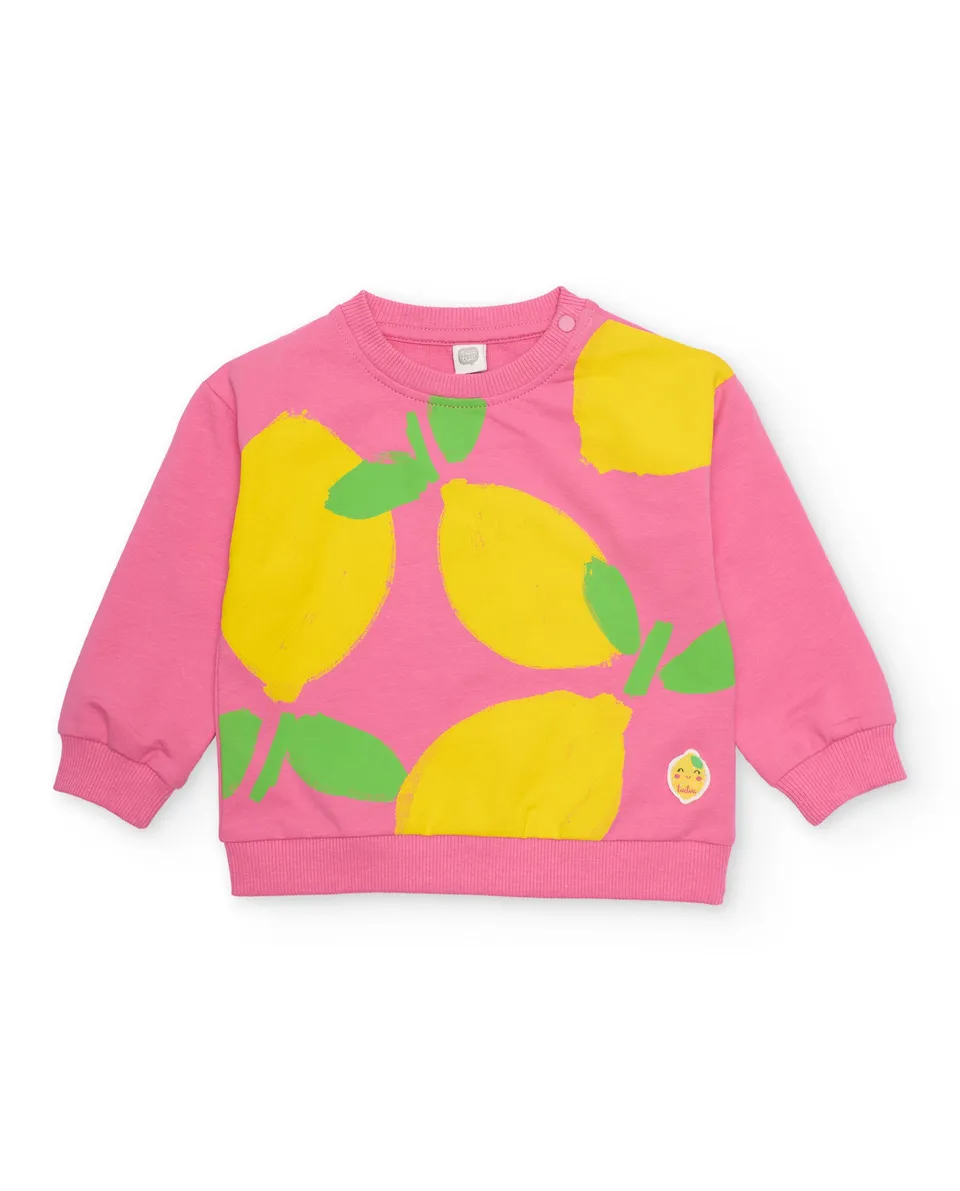TucTuc Felpe felpa bambina rosa stampa limoni